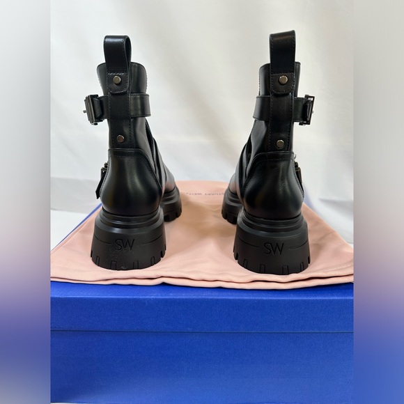 Stuart Weitzman Maverick Bedford Moto Bootie Black Leather Size 6B - Picture 6 of 8